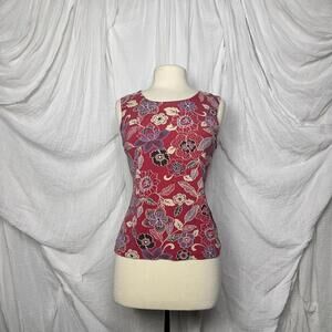 Preppy Indie Style & Co. Petite Pink Floral Sleeveless Top P/S